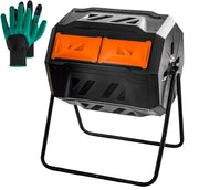 Hourleey front view of dual-chamber composter showing capacity and layout benefit