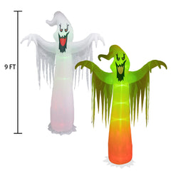 Hourleey ghost lit at night with LED flame effect enhancing visibility