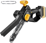 Houselife mini chainsaw front view showing compact profile and portability