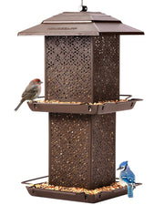 HouseSapp front view hanging feeder showing robust metal design and large capacity