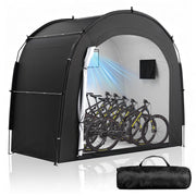Housolution front view showing full bike shelter and protected bikes