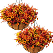 HoYuanFlo front view showing two hanging baskets enhancing entryway