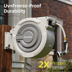 HOZEREEL brass fittings detail highlighting durable leak-resistant connection benefit