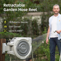 HOZEREEL 10-pattern nozzle arranged to show versatile spray settings benefit