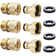 HQMPC front view of three brass quick connect sets showing contents and benefit