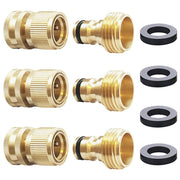 HQMPC front view packaging showing three brass quick-connect sets and benefits