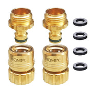 HQMPC front view of brass quick connect set showing two couplers and nipples for fast hookup