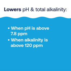 HTH pH Down powder close-up showing texture for fast dissolving performance