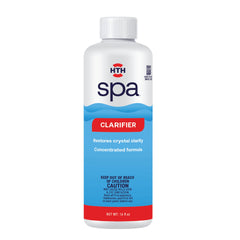 HTH spa clarifier front label showing product and usage benefits