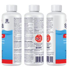 HTH spa clarifier pouring close-up to show concentrated liquid dosing benefit