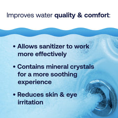 HTH Spa pH Up being poured into spa with circulation showing quick distribution benefit