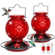 HTHCSEFL front view glass feeder showing retro ball design and red accents for attraction