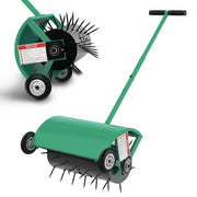 Hubiiett front view of 24-inch roller aerator showing full-width coverage and build benefits