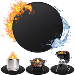 Huchiz front view mat under fire pit protecting deck from embers