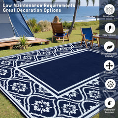 HUGEAR rug laid on patio demonstrating durable outdoor styling benefit