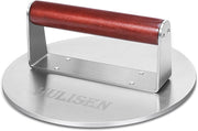 HULISEN front view of stainless-steel press showing flat surface and edge benefit even heating