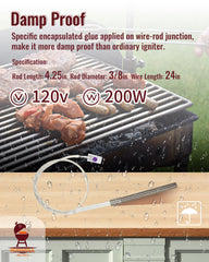 HunGrill close-up of ceramic igniter tip highlighting rapid warm-up performance