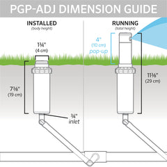 Hunter PGP-ADJ installed in lawn demonstrating long-range irrigation benefit