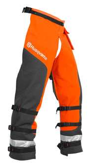 Husqvarna apron front view showing five-layer protection benefit