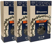 Husqvarna retail-packaged three-chain set showing new OEM condition and convenience