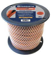 Husqvarna front view of 3 lb spool showing label and part number benefits durability