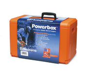 Husqvarna Powerbox front view showing robust case and handle for easy transport