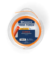 Husqvarna Trim Force spool front view showing label and length, offering convenient refill