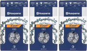 Husqvarna front packaging showing three X-CUT chains ready to use