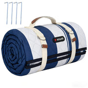 HX&OD blanket front view folded with carry strap showing easy transport benefit