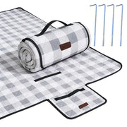 HX&OD front view showing full 80x80 picnic blanket and gingham design for group comfort