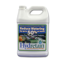 Hydretain front label on one-gallon concentrate showing product branding and use benefits
