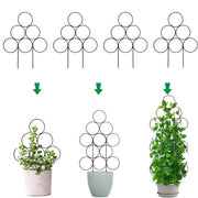 IA Garden front view showing four black trellises and compact packaging for easy storage
