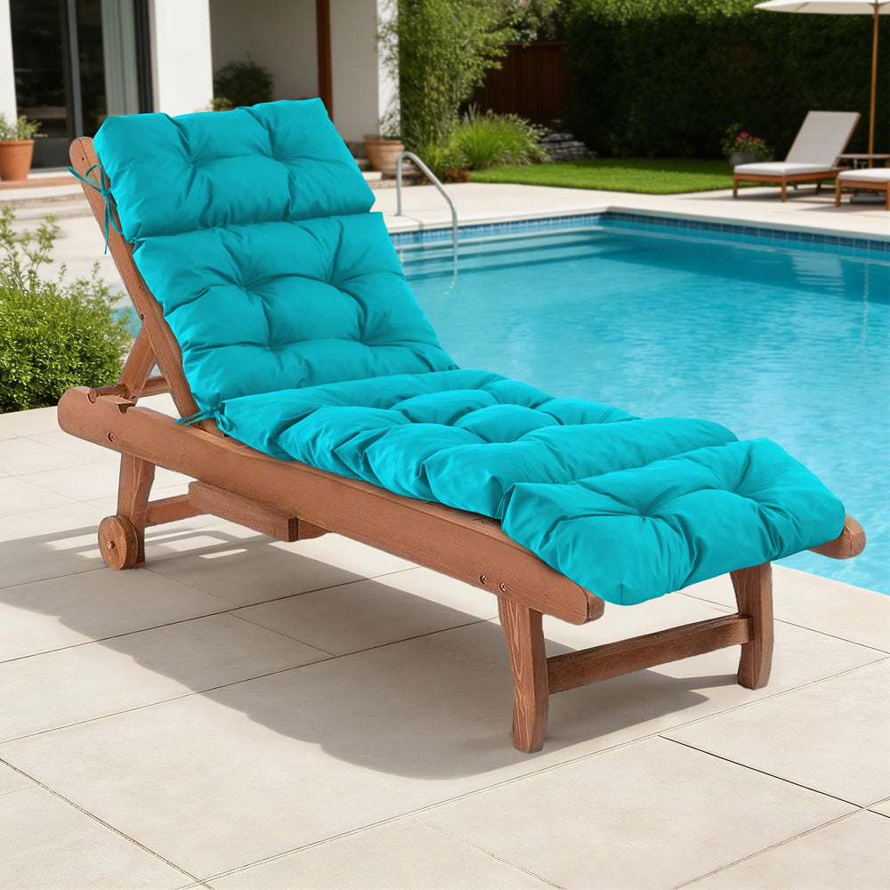 IASEAHK front view of teal chaise cushion showing full coverage and sleek finish