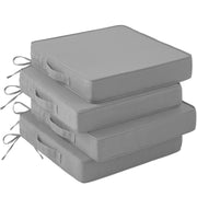 IASEAHK front view of four light grey patio cushions showing neat finish and fit benefit
