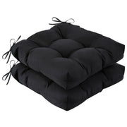 IASEAHK front view of two black outdoor cushions showing neat fit and protection