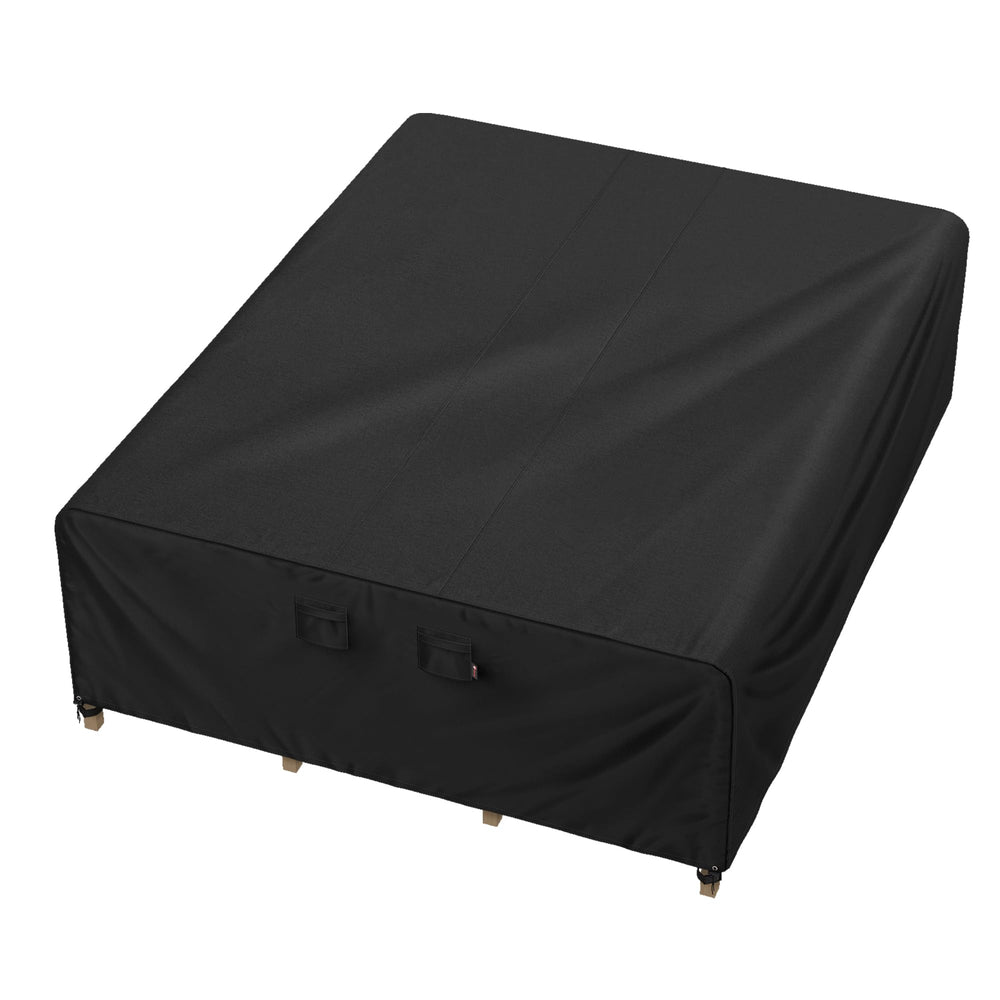 iBirdie front view of full table cover protecting patio table and chairs