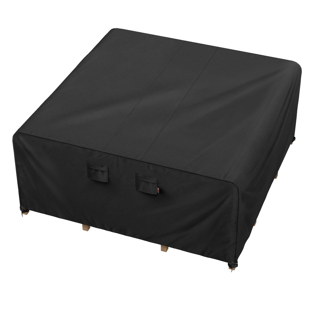 iBirdie front view of 86x86 cover protecting table, durable weather protection