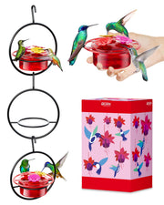 iBorn circular feeder front view showing perch and clear reservoir for easy birdwatching