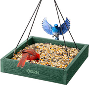 iBorn platform feeder front view showing cedar-look finish and durable design