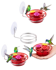 iBorn feeder front view showing clear bottle and red base for close window viewing