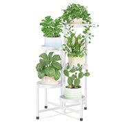 iDavosic.ly front view of five-tier white stand shows compact display benefit