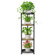 iDavosic.ly front view of 4 tier corner stand showcasing compact footprint and style