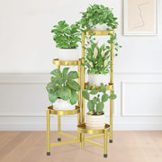 iDavosic.ly gold plant stand front view showcasing space-saving display