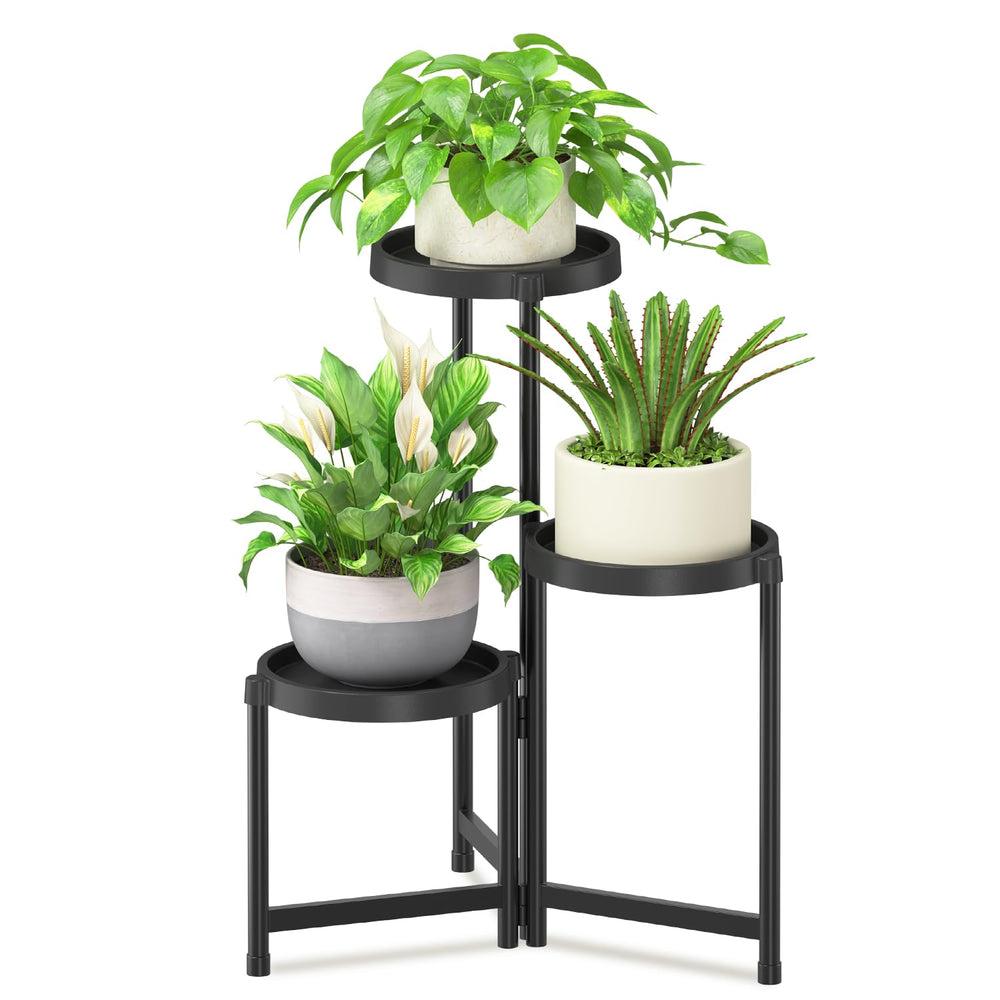 iDavosic.ly front view of three-tier stand showing compact black profile and display benefit