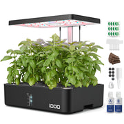 iDOO front view showing 12 growing sites and compact design benefits