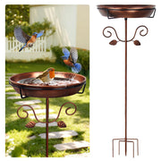 Ieuan front view of bird bath showing vintage copper finish and height benefit