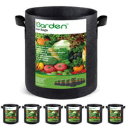 iGarden front packaging showing six 10‑gallon grow bags and handles for easy moving