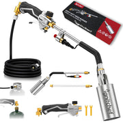 IgnitChef torch front view showing ergonomic grip and safety lever for comfortable control