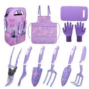 iHansee front packaging showing full purple 10-piece garden set and gift box