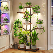ikkle front view tree-shaped plant stand showing vertical display and lighting